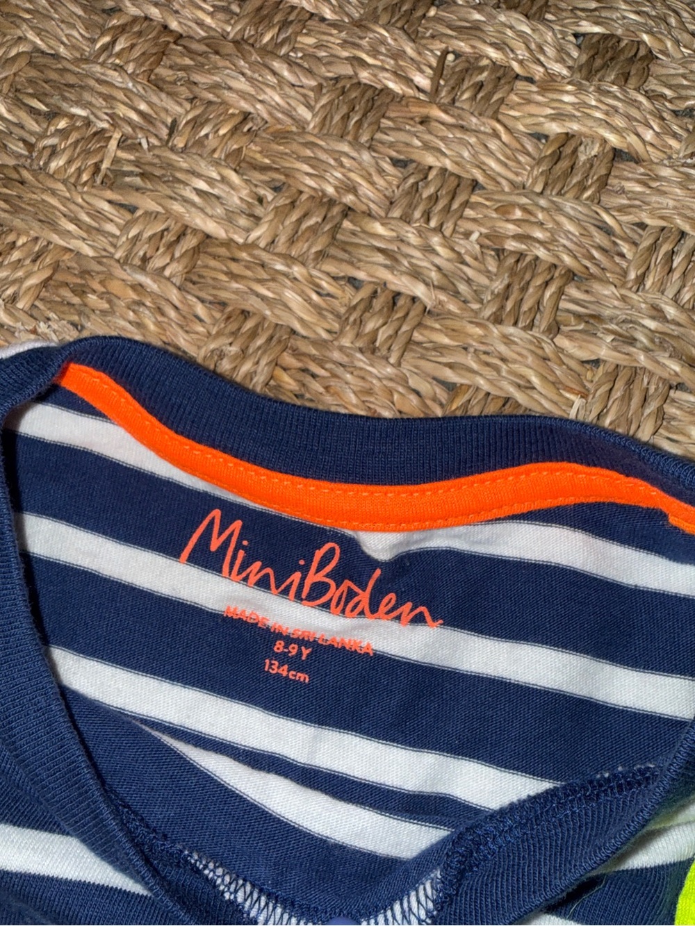 Mini Boden Navy & White Striped Tee with Bright Popsicle Patch - Picture 3 of 3